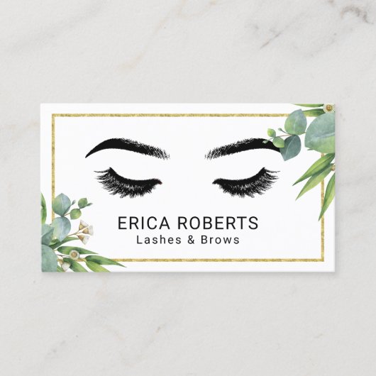 Lashes & Brows Makeup Artist Modern Foliage Visitekaartje (Voorkant)