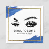 Lashes Brows Makeup Artist Navy Brush Stroke Salon Vierkante Visitekaartje (Voorkant)