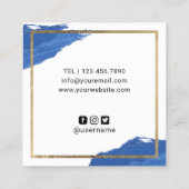 Lashes Brows Makeup Artist Navy Brush Stroke Salon Vierkante Visitekaartje (Achterkant)