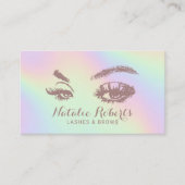 Lashes Brows Makeup Artist Pastel Holographic Visitekaartje (Voorkant)