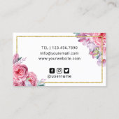 Lashes & Brows Makeup Artist Pink Floral Salon Visitekaartje (Achterkant)