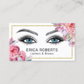 Lashes & Brows Makeup Artist Pink Floral Salon Visitekaartje (Voorkant)