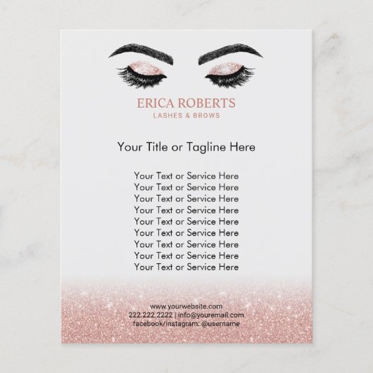 Lashes Brows Makeup Artist Roos Gold Beauty Salon Flyer (Voorkant)