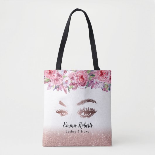Lashes Brows Makeup Artist Roos Gold Beauty Salon Tote Bag (Voorkant)