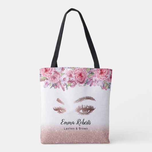 Lashes Brows Makeup Artist Roos Gold Beauty Salon Tote Bag (Achterkant)