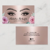 Lashes Brows Makeup Artist Roos Gold Floral Salon Visitekaartje (Voorkant / Achterkant)