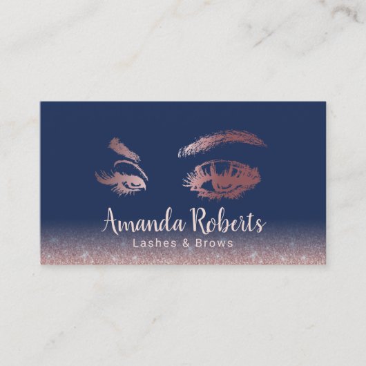 Lashes Brows Makeup Artist Roos Gold Glitter Navy Visitekaartje (Voorkant)