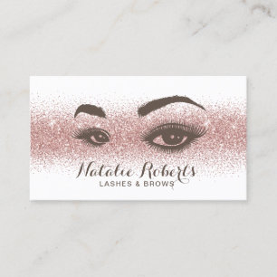 Lashes & Brows Makeup Artist Roos Gold Glitter Visitekaartje