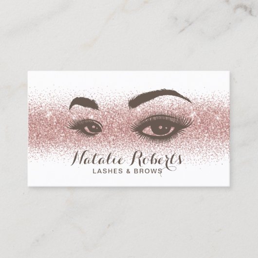 Lashes & Brows Makeup Artist Roos Gold Glitter Visitekaartje (Voorkant)