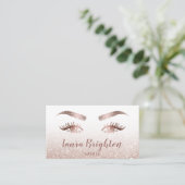 Lashes & Brows Makeup Artist Roos Gold Glitter Visitekaartje (Staand voorkant)