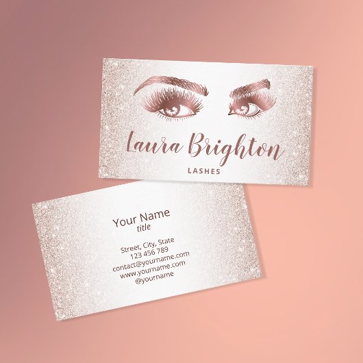 Lashes & Brows Makeup Artist Roos Gold Glitter Visitekaartje