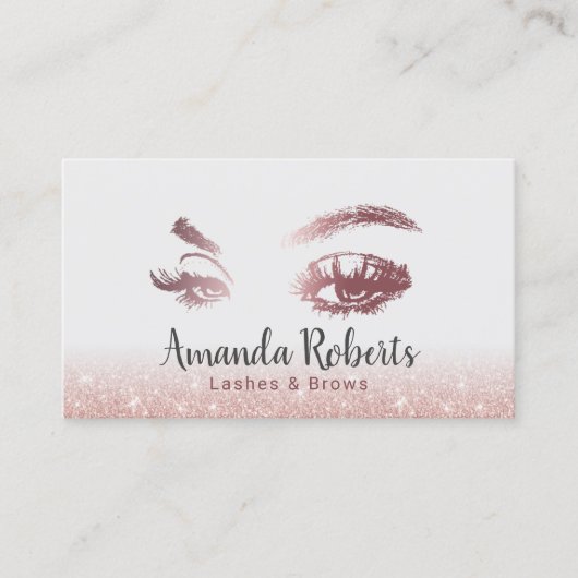 Lashes & Brows Makeup Artist Roos Gold Glitter Visitekaartje (Voorkant)