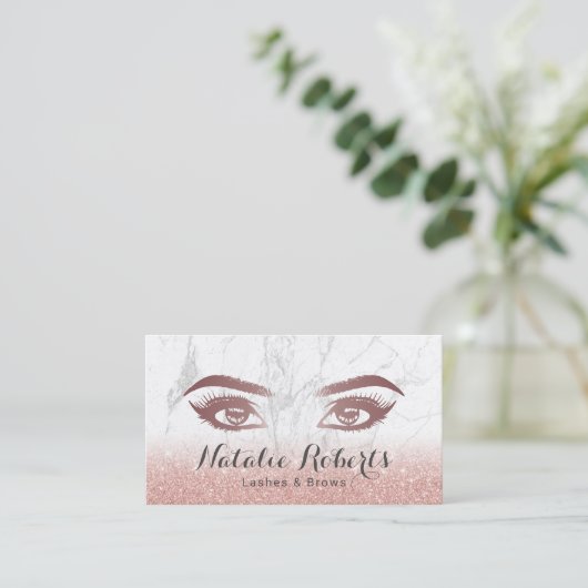 Lashes & Brows Makeup Artist Roos Gold Marble Visitekaartje (Staand voorkant)