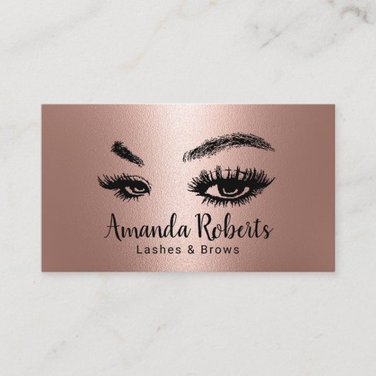 Lashes & Brows Makeup Artist Roos Gold Metallic Visitekaartje (Voorkant)