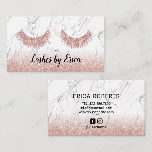 Lashes Brows Makeup Artist Roos Gold Modern Marble Visitekaartje (Voorkant / Achterkant)