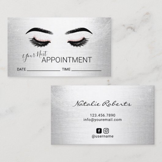 Lashes Brows Makeup Artist Salon Appointment Afsprakenkaartje (Voorkant / Achterkant)