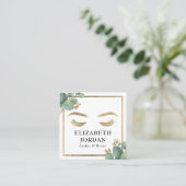 Lashes Brows Makeup Artist Salon  Botanisch Vierkante Visitekaartje (Staand voorkant)