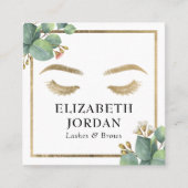 Lashes Brows Makeup Artist Salon  Botanisch Vierkante Visitekaartje (Voorkant)