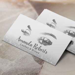 Lashes & Brows Makeup Artist Silver Glitter Salon Visitekaartje