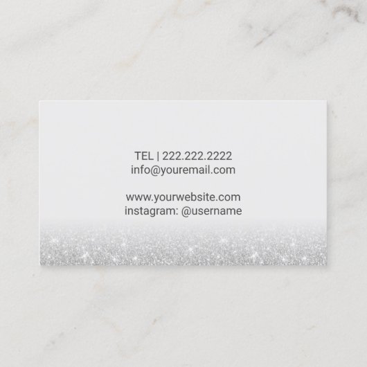 Lashes & Brows Makeup Artist Silver Glitter Salon Visitekaartje (Achterkant)