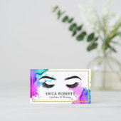 Lashes Brows Makeup Artist Waterverf Beauty Salon Visitekaartje (Staand voorkant)
