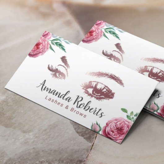 Lashes & Brows Makeup Artist Waterverf Floral Visitekaartje