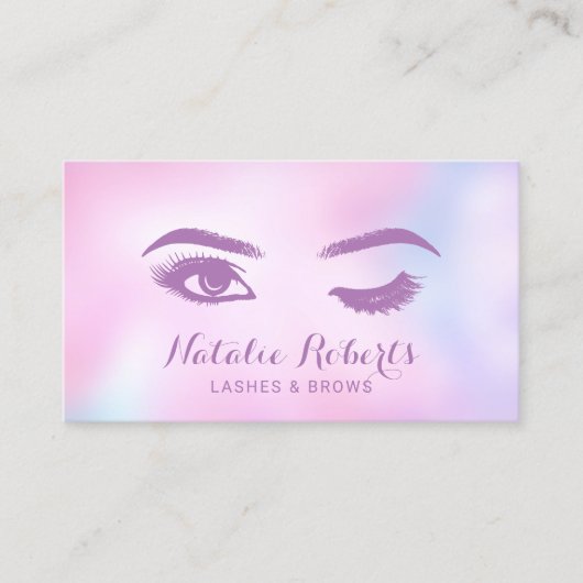 Lashes Brows Makeup Artist Waterverf Pink Salon Visitekaartje (Voorkant)