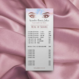 Lashes & Brows Makeup Artist Waterverf Price List Reclamekaart