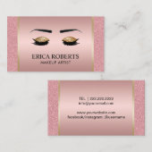 Lashes & Brows Makeup artistiek modern Roos Gold Visitekaartje (Voorkant / Achterkant)
