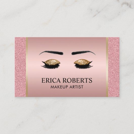 Lashes & Brows Makeup artistiek modern Roos Gold Visitekaartje (Voorkant)