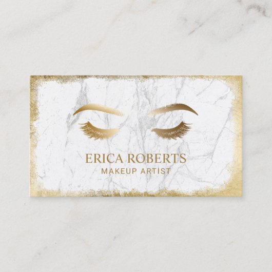 Lashes & Brows Makeup artistieke moderne witte mar Visitekaartje (Voorkant)