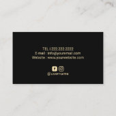 Lashes Brows Makeup kunstenaar Modern Black & Gold Visitekaartje (Achterkant)