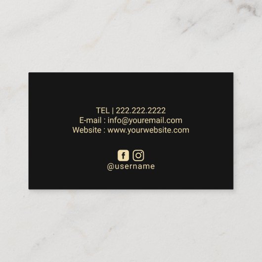Lashes Brows Makeup kunstenaar Modern Black & Gold Visitekaartje (Achterkant)