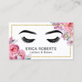 Lashes & Brows Makeup kunstenaar Modern Floral Sal Visitekaartje (Voorkant)