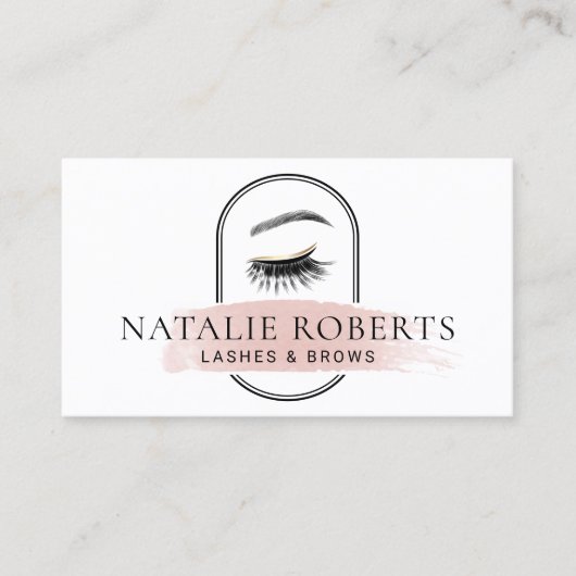 Lashes Brows Makeup kunstenaar Modern Roze penseel Visitekaartje (Voorkant)