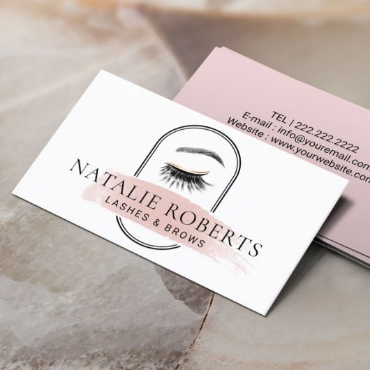 Lashes Brows Makeup kunstenaar Modern Roze penseel Visitekaartje