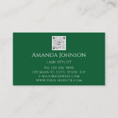 Lashes Brows Makeup Logo Gold Green Qr-code Visitekaartje (Achterkant)