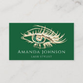 Lashes Brows Makeup Logo Gold Green Qr-code Visitekaartje (Voorkant)