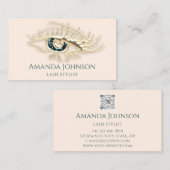 Lashes Brows Makeup Logo Gold Ivory Qr Code Visitekaartje (Voorkant / Achterkant)