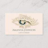 Lashes Brows Makeup Logo Gold Ivory Qr Code Visitekaartje (Voorkant)