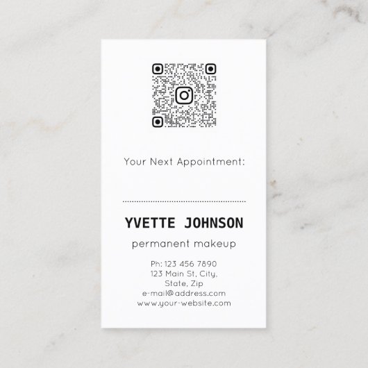 Lashes Brows Makeup Logo QR Code Lips Kiss Visitekaartje (Achterkant)