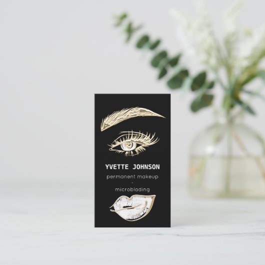 Lashes Brows Makeup Logo QR Code Lips Kiss Visitekaartje (Staand voorkant)