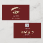 Lashes Brows Makeup Logo Social Media Burgundy Visitekaartje (Voorkant / Achterkant)