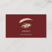Lashes Brows Makeup Logo Social Media Burgundy Visitekaartje (Voorkant)