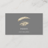 Lashes Brows Makeup Logo Social Media Grey Gold Visitekaartje (Voorkant)