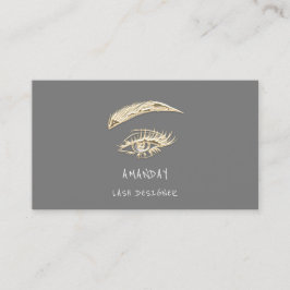 Lashes Brows Makeup Logo Social Media Grey Gold Visitekaartje