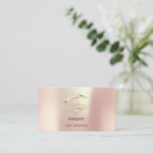 Lashes Brows Makeup Logo Social Roos Gold Visitekaartje (Staand voorkant)