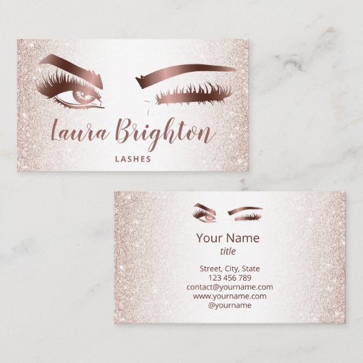 Lashes & Brows Makeup Roos Gold Glitter Wink Eyes Visitekaartje (Voorkant / Achterkant)
