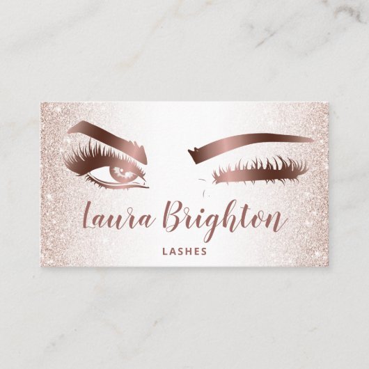 Lashes & Brows Makeup Roos Gold Glitter Wink Eyes Visitekaartje (Voorkant)
