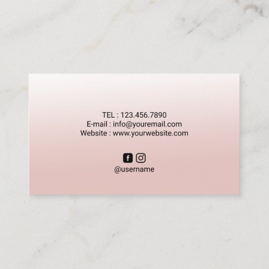 Lashes Brows Microblading Beauty Salon Blush Pink  Visitekaartje (Achterkant)